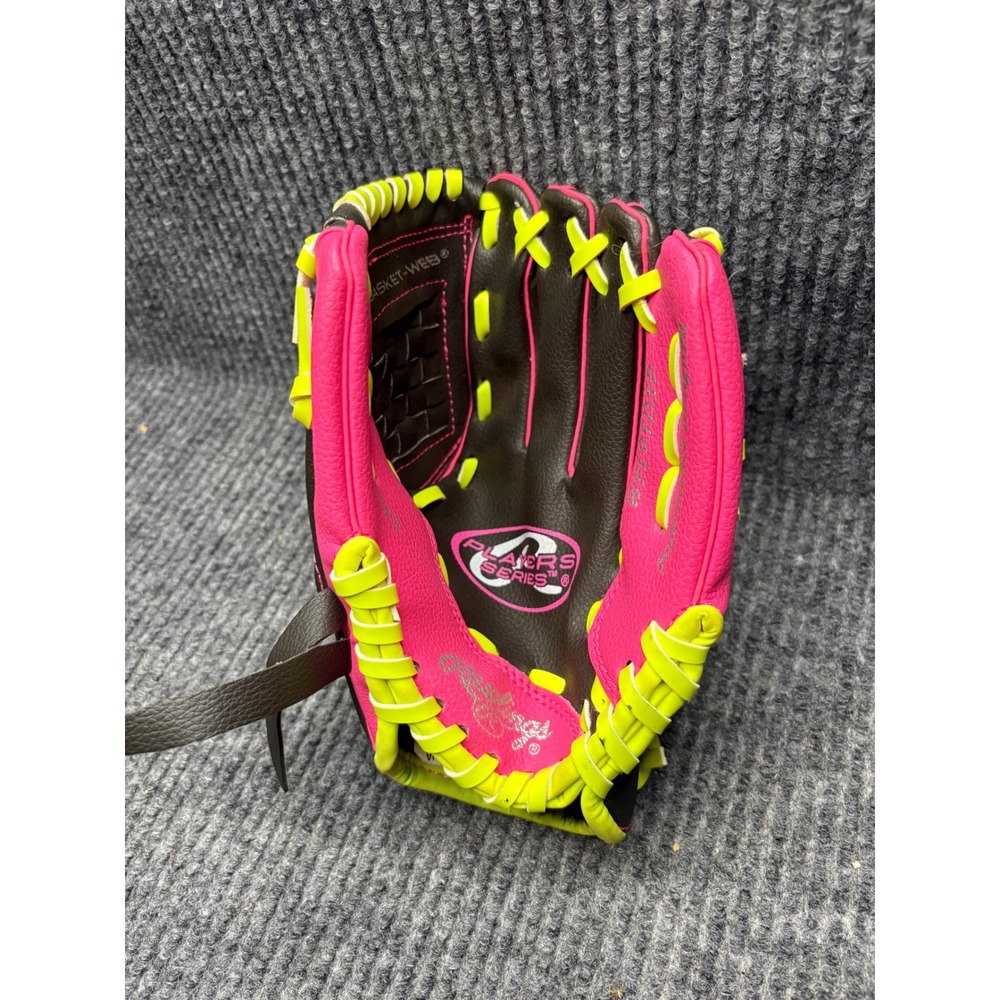 Rawlings Players Series 9.5 Inch Youth Baseball Glove Pink Yellow WPL95DSP